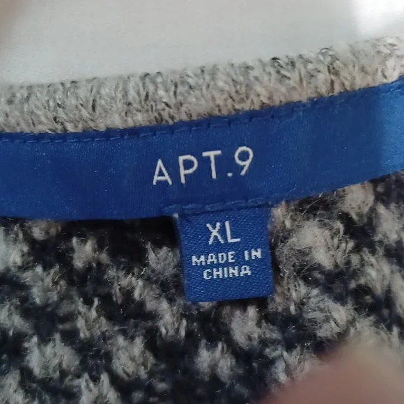 Apt, 9 Long Cardigan Sweater Gray and Navy Plaid Size‎ XL - Picture 7 of 9